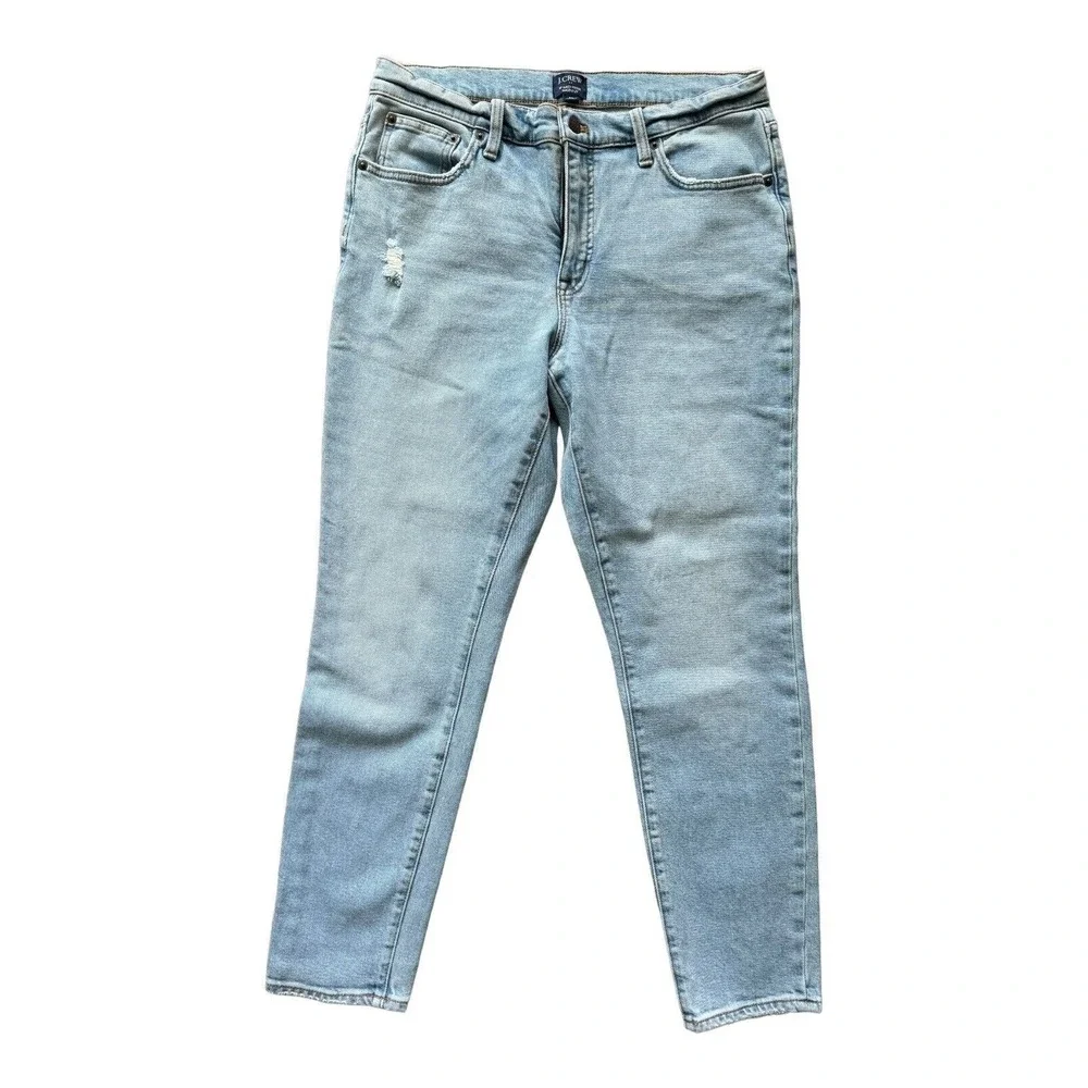 J.Crew 9 Mid-Rise Skinny Jeans Light Wash Distressed Frayed Hem Womens 29